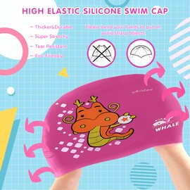 Kids Swim Cap Cute Animal Print Swimming Cap Suitable for Boys and Girls Aged 3-16 Years Old(Chinese Dragon Print Pattern)