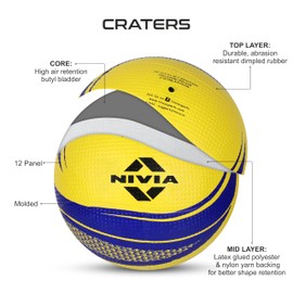 Nivia 488 Craters Volleyball for Men & Women| Color: Yellow/Blue | Size: 4 | Light Weight | Rubber Moulded |12 Panels | High Air Retention | for Indoor & Outdoor | Water Resistant