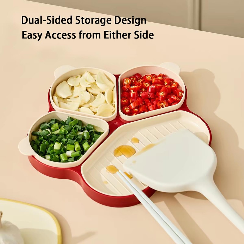 Multi-Purpose Serving Trays, Detachable 4 Compartment Platter, Reusable Snack Tray