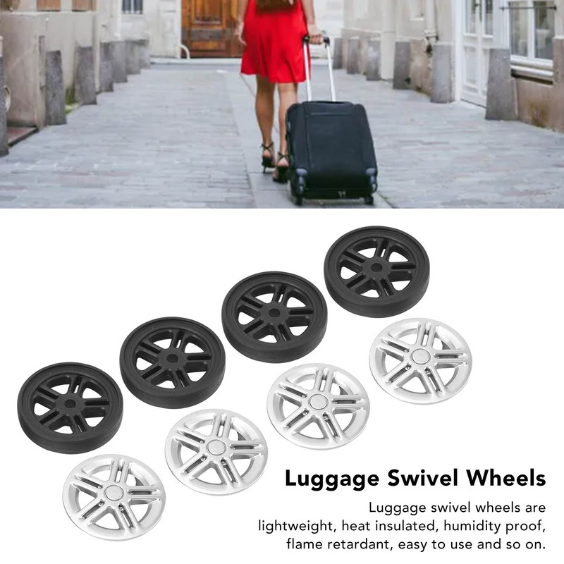 4Pcs Luggage Swivel Wheels Lightweight Flame Retardant Heat Insulation Suitcase