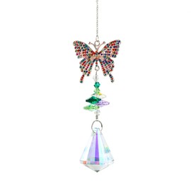 Yimofy Crystal Suncatchers for Windows Colorful Rhinestones Hanging Ornament Rainbow Maker Decoration for Home Garden Decor (Butterfly)