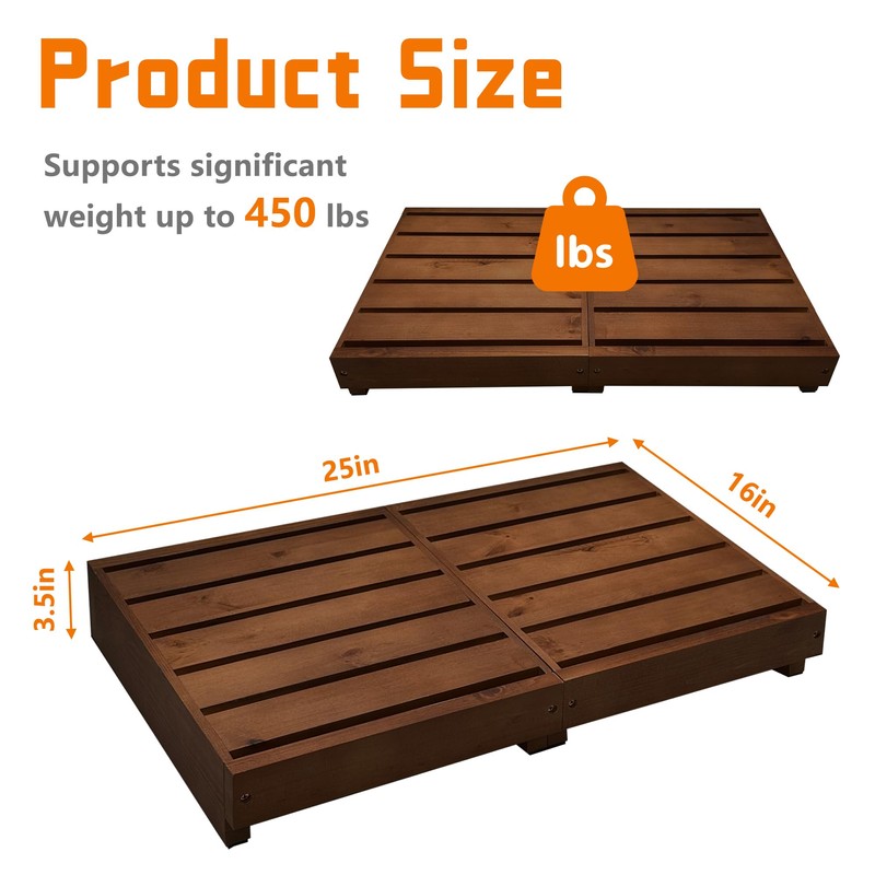 Indoor Wooden Step Stool 3.5'' Height, Outdoor Steps with Non