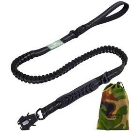 Barkswell Tactical Dog Lead - 4 Ft Anti Pull Dog Leads for Medium Dogs to Large Dogs - Military No Pull Dog Lead - Bungee Dog Leash with Two Handles for Traffic Control