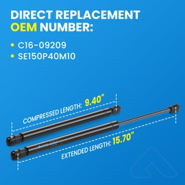 ARANA C16-09209 16 inch 38lb Gas Struts, 15.7 in 38# Camper Shell Shocks 419697 21577-002, 16" Truck Cap Struts Lift Support for Leer A.R.E Snugtop Topper Canopy Replacements C16-33309, 2Pcs