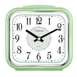 5.5" Large Analog Alarm Clock Silent Non Ticking, Gentle Wake, Beep Sounds, Increasing Volume, Battery Operated Snooze and Manual Light, Easy Set