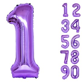 32 Inch Number Balloons Giant Number Aluminium Foil Helium Balloons for Birthday Party Celebration Decoration New Year Baby Shower Anniversary (Purple, 1)