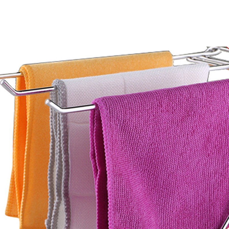 Foldable Floor Towel Holder Stainless Steel Z Shaped 3 Bars