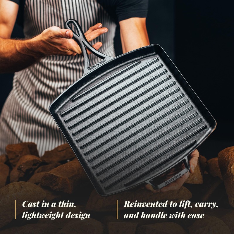 Lodge Blacklock 12 Inch Triple Seasoned Cast Iron Grill Pan