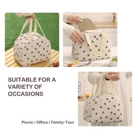 GODWOODS Corduroy Lunch Bag with Cotton Webbing Handles - 6.65L Thermal Insulated Food Tote, Leakproof Reusable Meal Prep Container for Office, Picnics & Travel (25x14x19cm) (BlackClub)