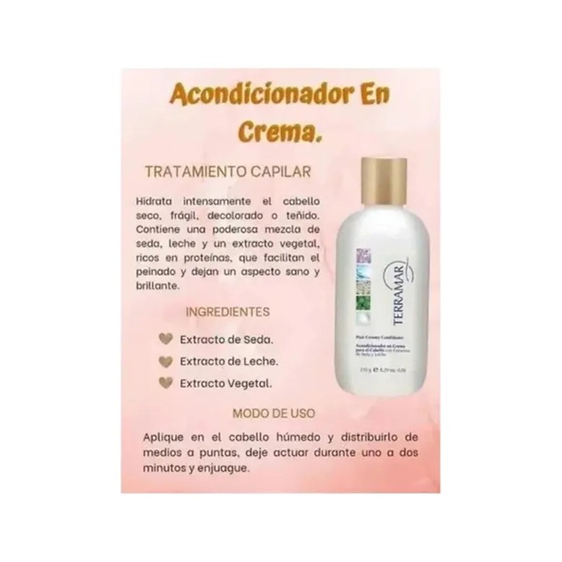 Acondicionador En Crema Para Cabello Con Seda Terramar 235g