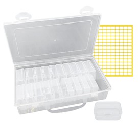 XINGSUI 1 Set Rectangular Plastic Boxes,Photo Storage Box,Clear Plastic Organizer Storage Box,for Cards Pictures Stamps Office Supplies(with labels,1 L+20 S)