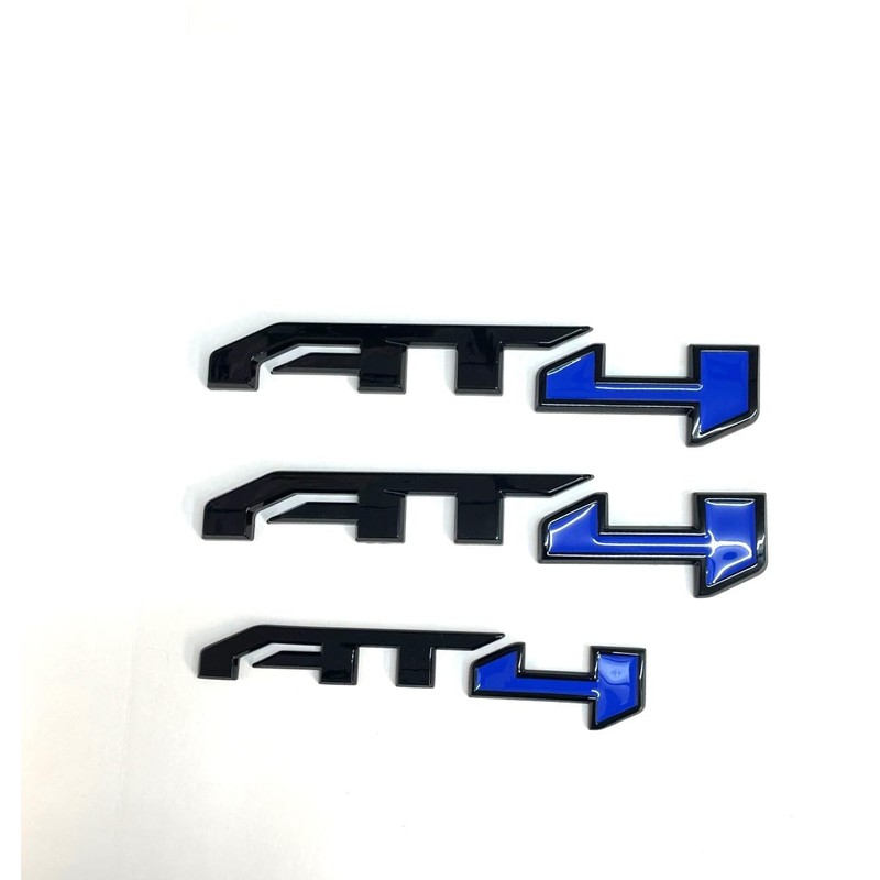 AT4 Badge Emblems 3-Piece in Glossy Black & Blue for