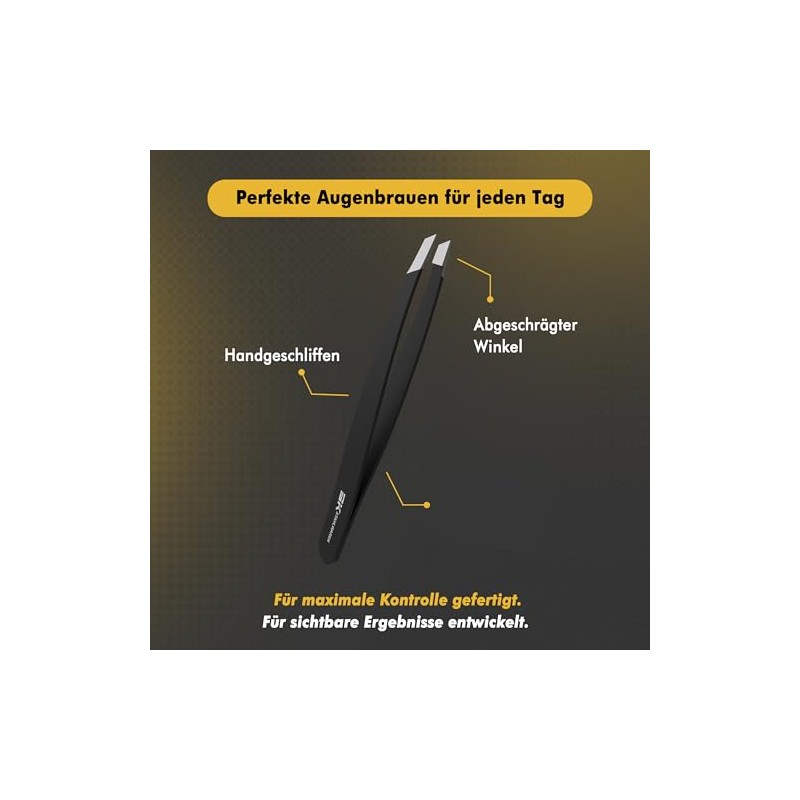 Black Tweezers - Precise Eyebrow & Splinter Removal - Stainless
