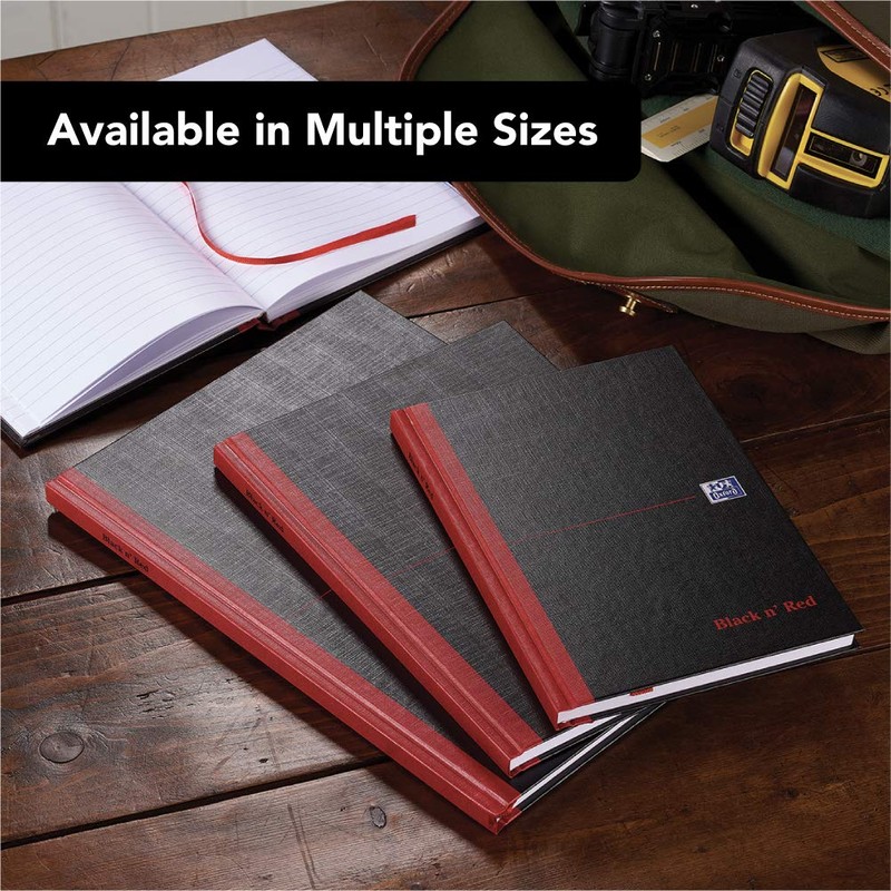Oxford Black n' Red A5 Notebook, Hardback Casebound, Lined, 192