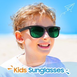 Nlieanuc Kids Sunglasses for Boys Girls Polarised Toddler Sunglasses for Children Age 3-10 Sun Shades with UV Protection Flexible Rubber Frame