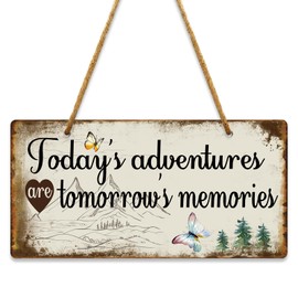 Camper Decor RV Wall Decor Camping Sign Campsite Decorations RV Accessories for Inside Outside Camp Decoration Today's Adventure Are Tomorrow's Memories Sign 10x5 Inches PVC Hanging Plaque