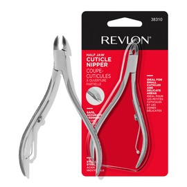 Revlon Half Jaw Cuticle Nipper, Manicure Tool for Nail Care, Hangnail Clipper, For More Precise Trims, Non-Slip Grip, Stainless Steel, 1 Count