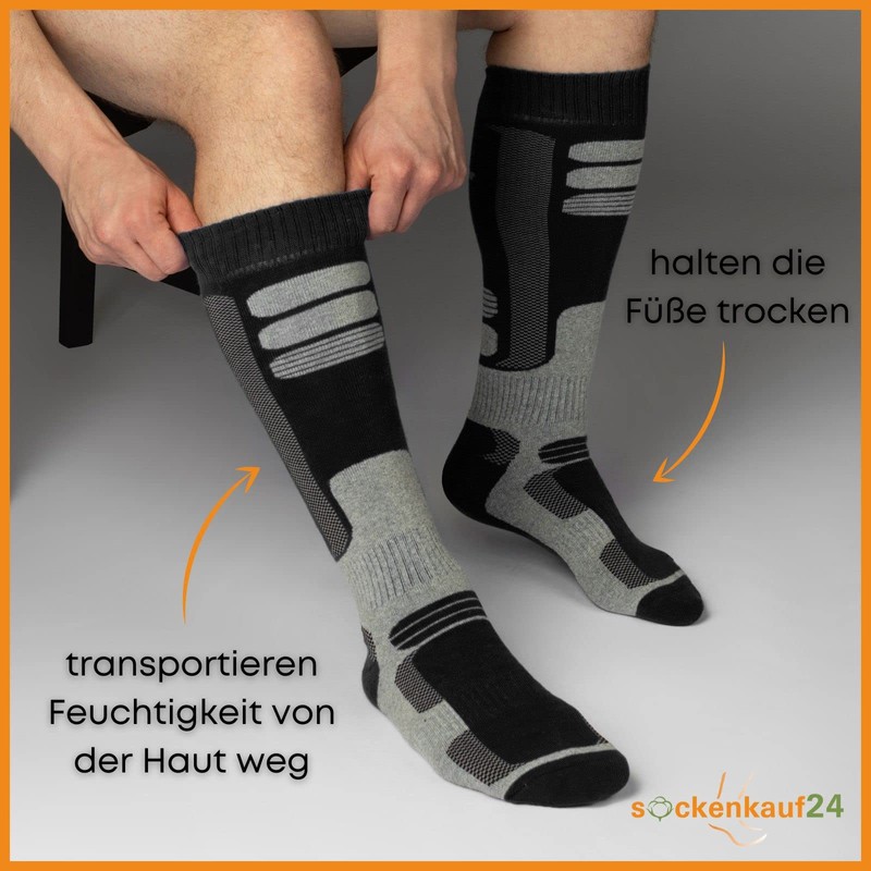 sockenkauf24, 2 Pair Men’s Ski Knee Socks Breathable Ski Socks