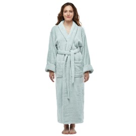 ESKYMODE Womens Soft Cotton Bathrobe, Ankle Length Long Women's Plush Towel Bath Robe Seafoam Medium