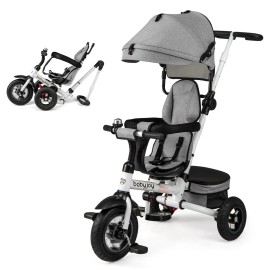 Babyjoy 5-in-1 Folding Trike for Toddlers 1-5 Years Old w/ Safety Harness Storage