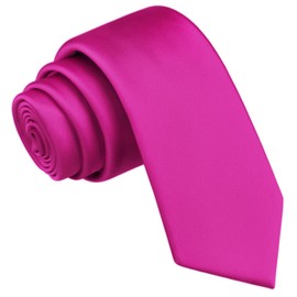 Branduce Hot Pink Tie Solid Satin Skinny Ties for Men Silk Blend Slim Necktie for Wedding Business (TA12-07)