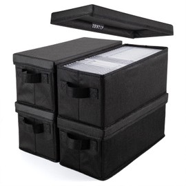 UENTIP CD Storage Boxes - Pack of 4 CD Case Storage - 13.2" x 5.9" x 5.3", Container holds 30 CDs in full jewel cases, 60 CDs in slim cases, and 165 discs in CD sleeves - Black (4pack-black)