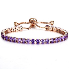 ASHMITA Fashion Rose Gold Zircon Bracelet Colorful Adjustable Chain Bracelet Wrist Hand Decorative Gift For Women Jewelry, Metal, zircon