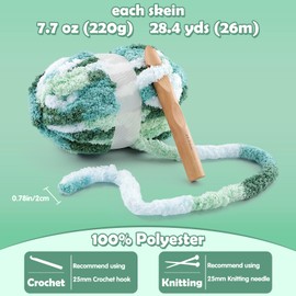 8 Pack Chunky Yarn for Hand Knitting - Chenille Blanket Yarn for Crocheting Blankets - 228 Yds/61.6 Oz Rainbow Ombre Yarns - Super Bulky Soft Thick Mixed Color Jumbo Yarns (8, Dark Grey-Grey-White)