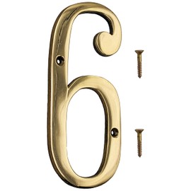 6-inch House Number 6 (Six) with Mounting Screws, Polished Brass, Shiny Gold Color, Suitable for Mailbox, Home, etc - SciencePurchase