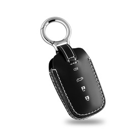 for Toyota Leather Key Fob Cover with Keychain,Key Fob Cover Case Protector Compatible with Toyota Corolla Cross Tundra Prius Venza Sequoia Sienna Grand Highlander RAV4 Camry (BLACK)