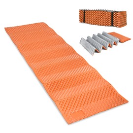 Closed Cell Foam Sleeping Pad for Camping Lightweight Outdoor Folding Mat Portable Waterproof Sleeping Mat for Hiking Backpacking Aluminum XPE Camping Accessories 0+(Single, Orange)