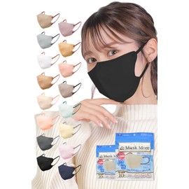 [MaskMore] マスクモア 3Dマスク 冷感マスク 不織布 立体 不織布マスク 立体マスク 小顔マスク 丸顔タイプ バイカラー おしゃれ カラーマスク マスク 花粉症対策 20枚入り ブラック