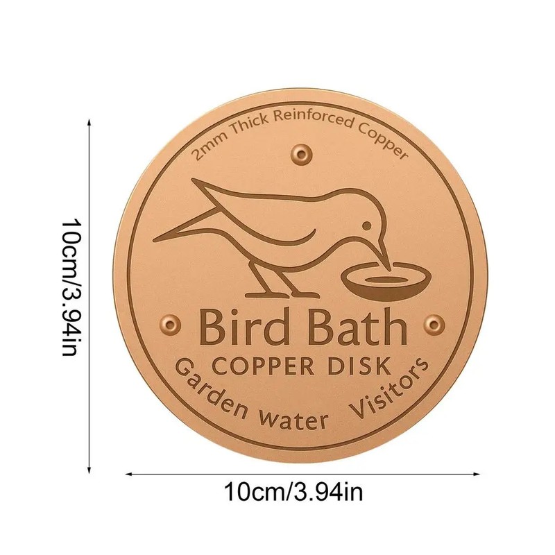 2-Pack Copper Bird Bath Disks with Triple-Point Support, 3.94 Inch