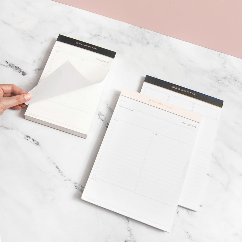 Day Designer Premium Planning Pad with 3-Column Lined Notes, Charcoal