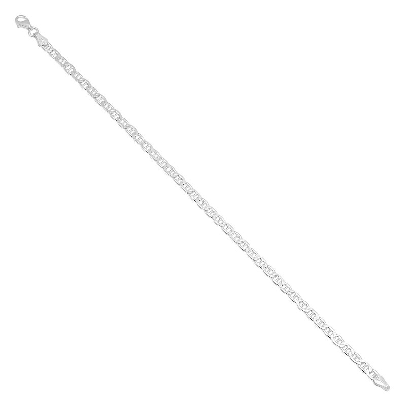 3.5mm Solid .925 Sterling Silver Flat Mariner Chain Bracelet, 9