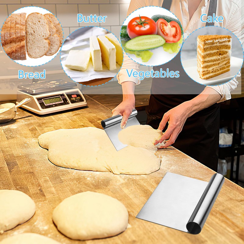 Stainless Steel Dough Scraper, 11 x 15 cm Kitchen Scraper,