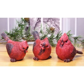Cardinal Figurine Birds Decoration - Set of 3 Styles - 4 Inch High