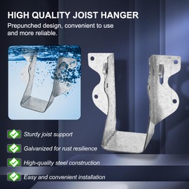 Joist Hangers 2x4 for Wood 20 Gauge Galvanized Face Mount Joist Hanger Bracket for Deck Floor Rafter Framing Ceiling - 6 Pcs