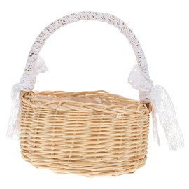 Levemolo 1pc Rattan Woven Storage Basket Handheld Decorative Flower Container for Home Office and Events Khaki Color Elegant Design Versatile Decoration for All Styles