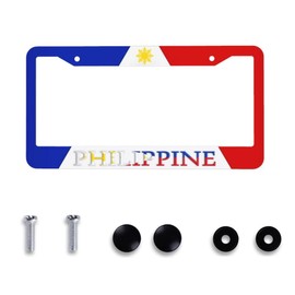 Philippines Flag License Plate Frame - 1 Pack Aluminum Car License Plate Cover Philippine Flag License Plate Holder Universal US-Canada 12.3" x 6.3"in 2 Hole Auto Car Tag for Women/Men