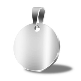 Stamping Blanks Silver Round Metal Charms 10 Pcs, Stainless Steel Tags with Hole, 1.4 Inch (35 mm) Pet ID Name Tags DIY Pendants