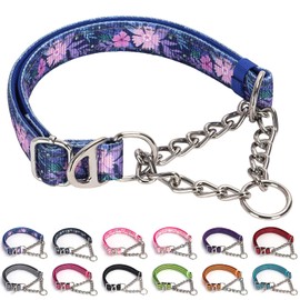 Martingale Dog Collar for Medium Dogs,Heavy-Duty Collar with No Buckle Adjustable Reflective Strap & Chain Martingale Collar for Training & Walks (Boho M)