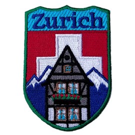 Zurich Switzerland Patch (3 Inch) Iron/Sew-on Badge Colorful Embroidery Perfect for Backpacks Bags Hats, Jackets Skiing