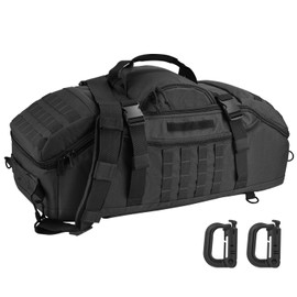 Travel Gym Duffle Bag Tactical, for Men Women Multi-functional Backpack,3 in 1 Shoulder Bag Backpack Handbag for Sports Hiking Camping, Water Resistant & Easy Clean (Black, 55L)