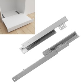 TMGSK Undermount Shelf Drawer Slide Soft Close Bottom Support Under Mount Pull Out Drawer Track Full Extension Slide Out Drawer Glide Shelf Bracket for Kitchen Cabinet Trash Can Without Side Panel