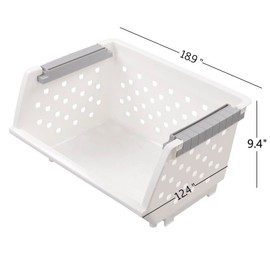 Afromy 3 Pcs Stackable Baskets for Pantry Organizers and Storage, Vegetable Fruit Basket for Countertop, Kitchen Storage Plastic Baskets, Produce Potato Onion Storage Bin, White