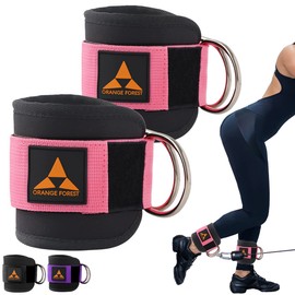 Ankle Straps for Cable Machines (Pair) for Kickbacks, Adjustable fit Comfort Neoprene and Double D-Rings, Ankle Strap Gym Cable Attachment for Glute Workouts, Leg Extensions and Lower Body Exercises