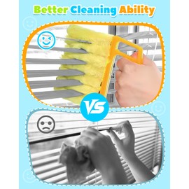 CUVORINO 11 Pcs Blind Cleaner Duster Tool Kit – Mini & Window Blinds Cleaner Brush Set, Air Vent & Track Cleaning Tools, Window Groove & Sill Scrubber for Home, Car, AC, Sliding Doors - Yellow