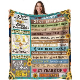 Amxieui 21st Birthday Gifts Decorations Blanket, 21 Year Old Birthday Gifts for Her Funny Girls 21st Birthday Gift Ideas, Birthday Presents for Female Women