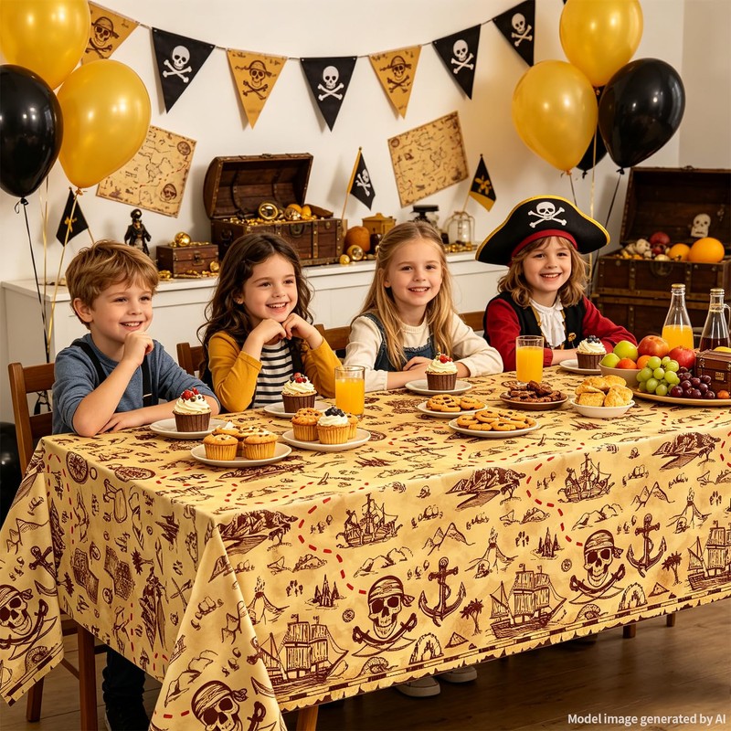 Pirate Tablecloth Treasure Map Tablecover Rectangular 51 x 86inch Treasure